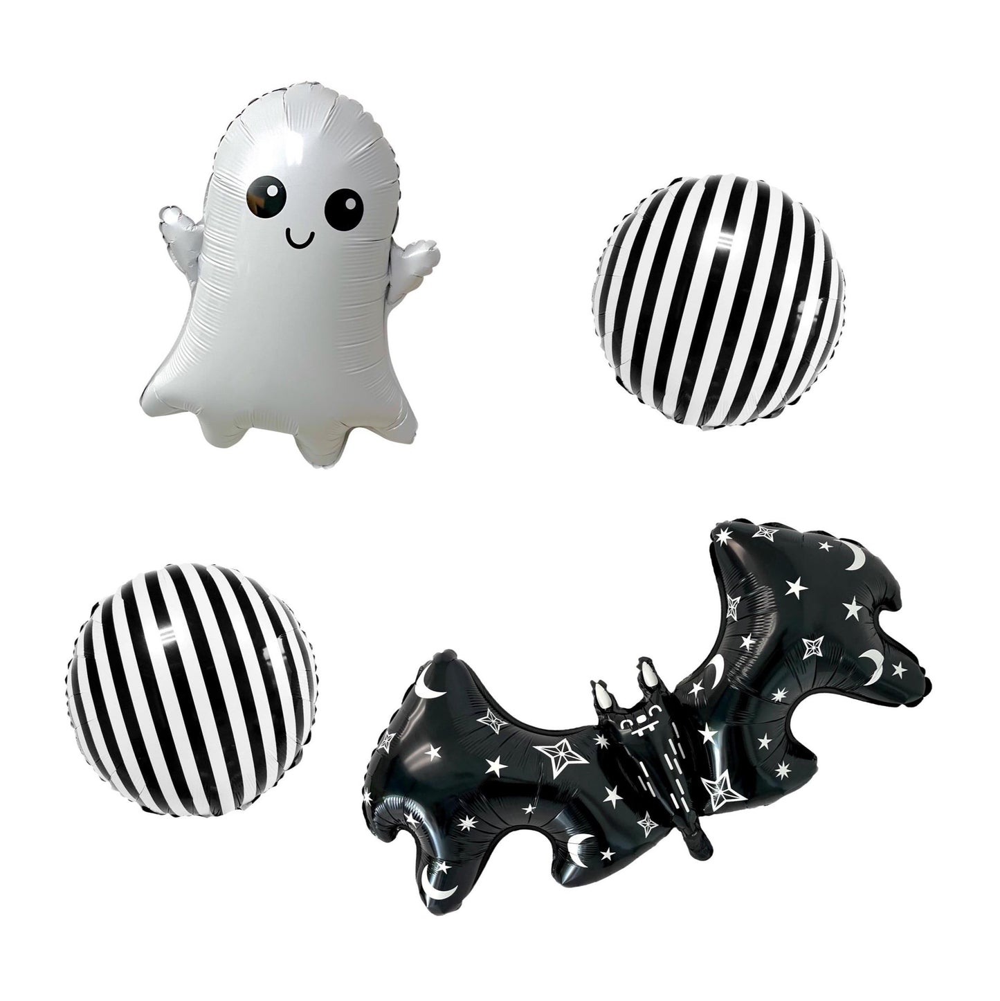 Ghost Star and Moon Bat Striped Circle Balloon Set
