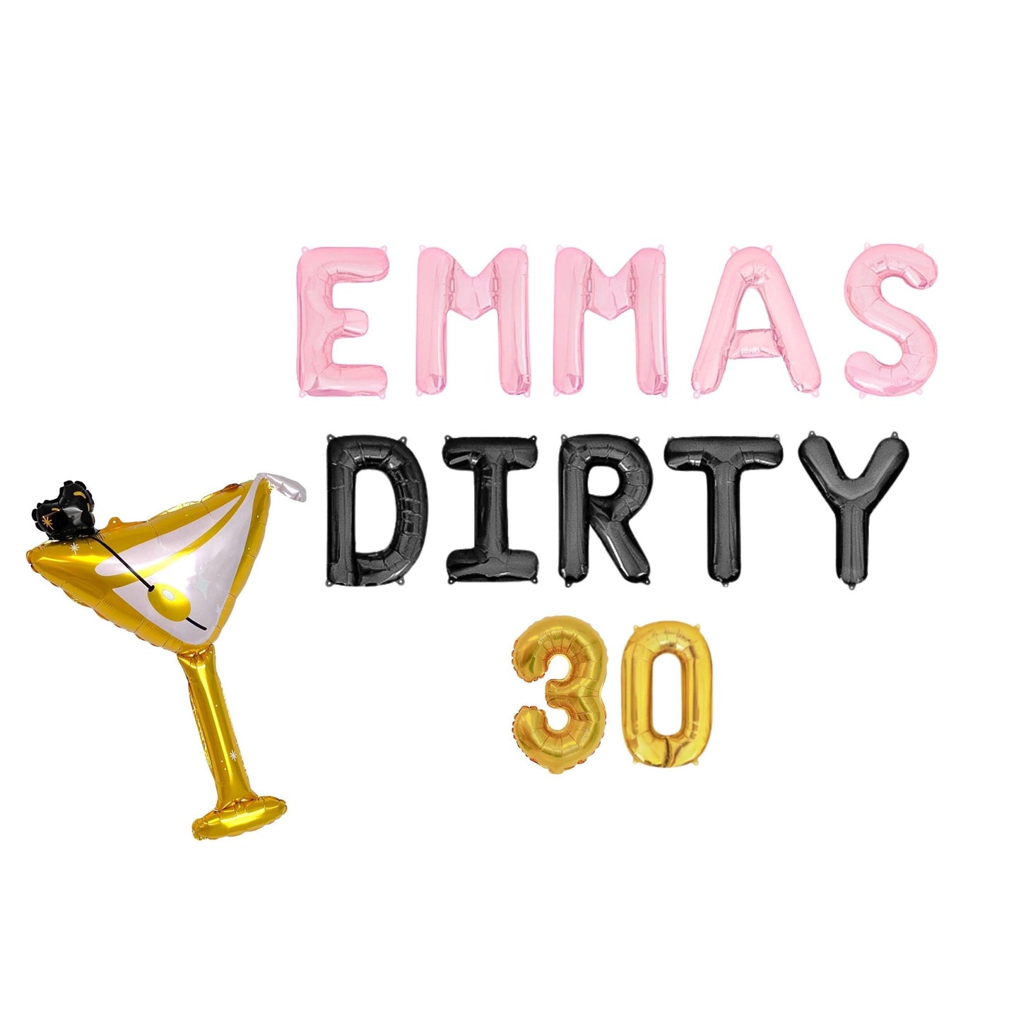 Dirty 30 Custom Name Letter Balloon Kit