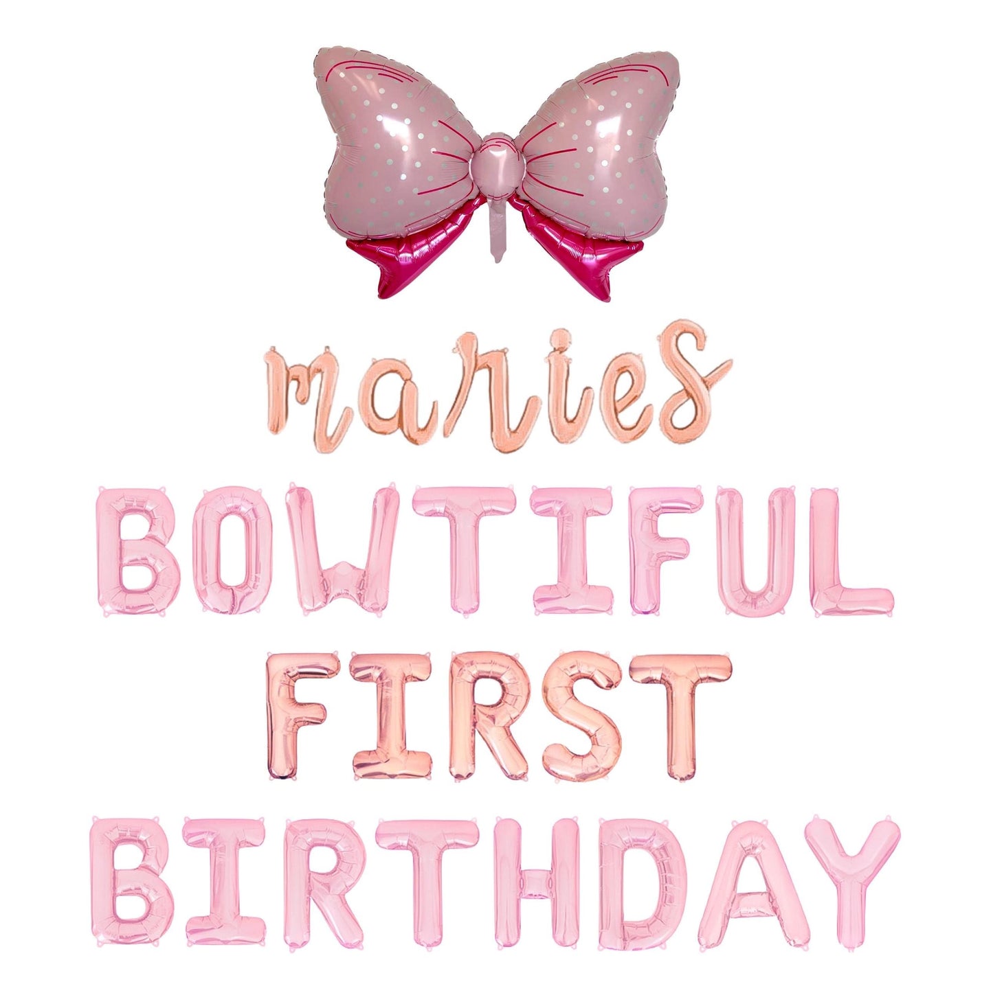 Bowtiful First Birthday Custom Name Letter Balloon Kit