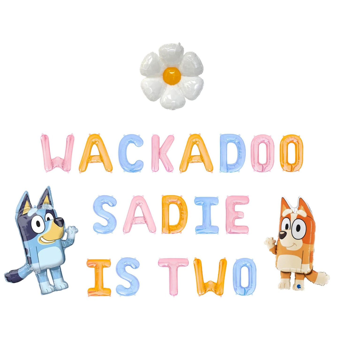 Wackadoo They're Two Custom Name Letter Balloon Kit