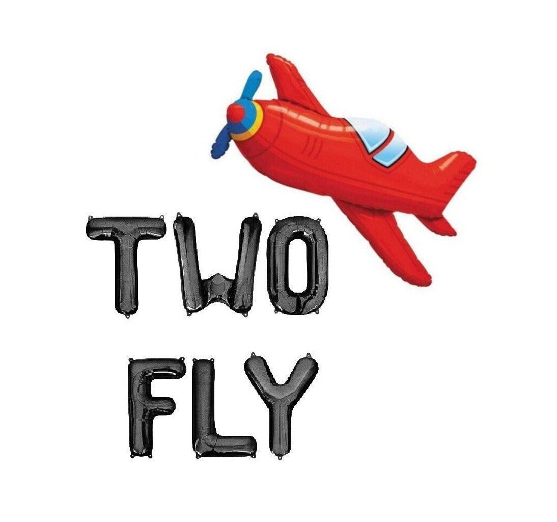 Two Fly Airplane Themed Birthday Letter Balloon Kit