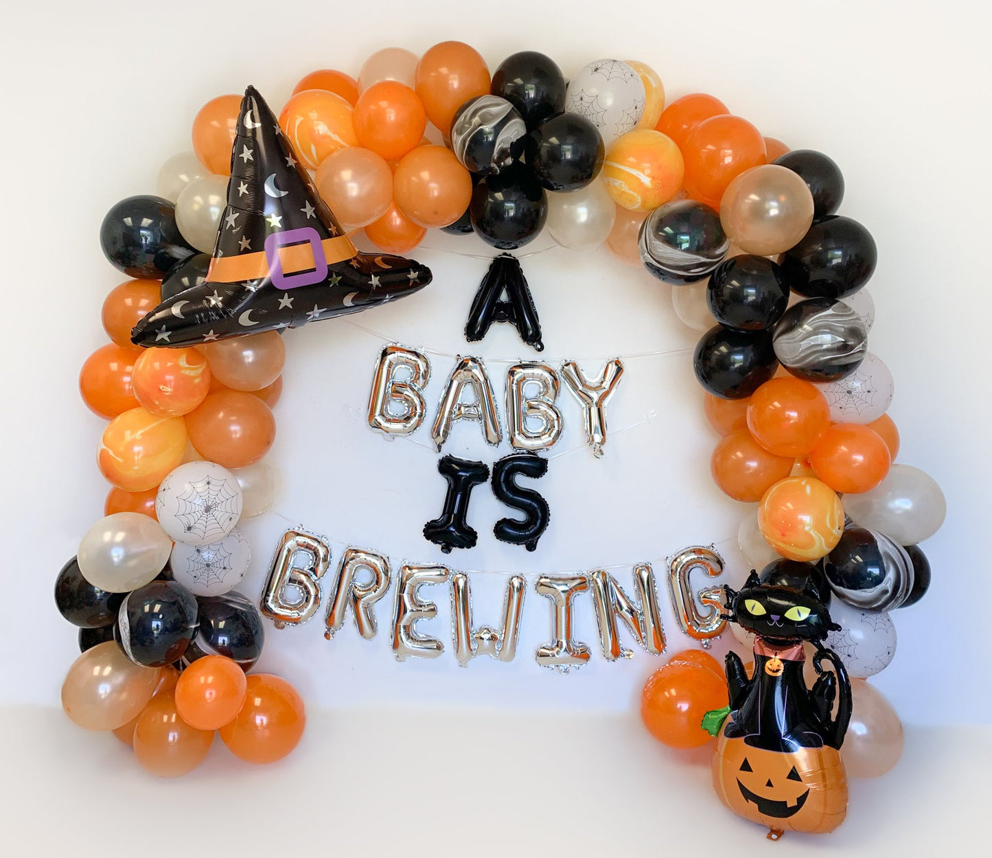 Orange A Baby is Brewing Halloween Balloon Garland Kit