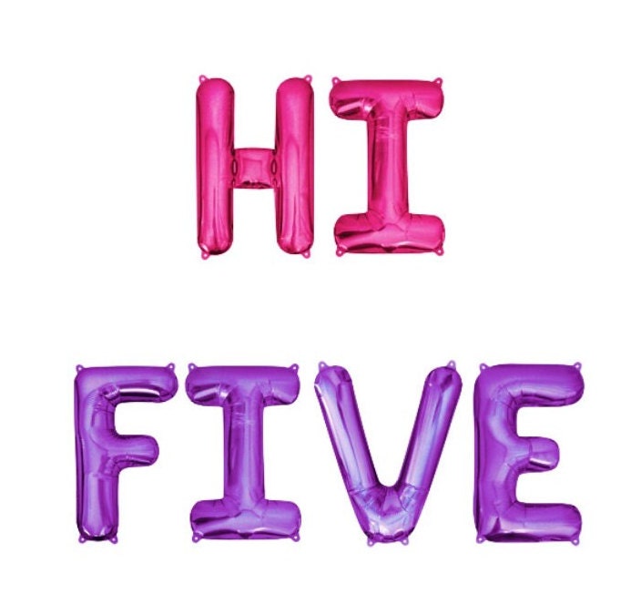 Hi Five 5th Birthday Letter Balloon Kit