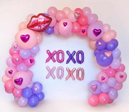 Valentines XOXO Pink and Purple Balloon Garland Kit