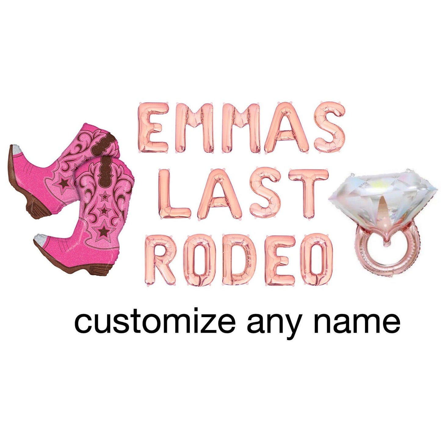 Custom Names Last Rodeo (Rose) Letter Balloon Kit