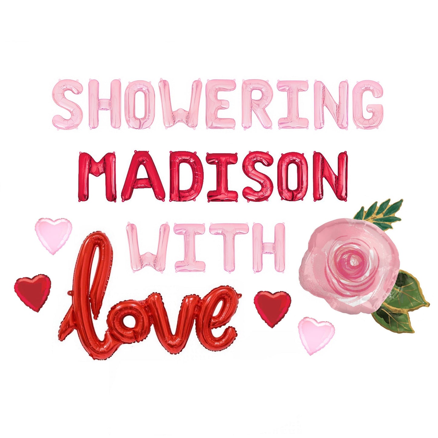 Showering Custom Name With Love Valentines Day Shower Themed Letter Balloon Kit