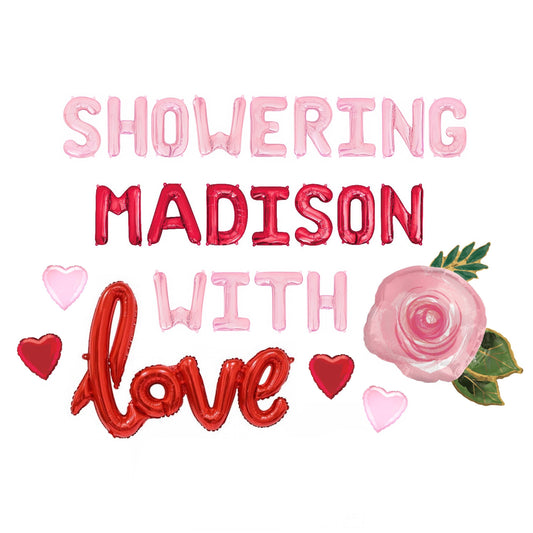 Showering Custom Name With Love Valentines Day Shower Themed Letter Balloon Kit