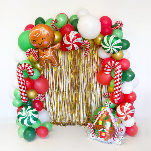 Christmas Holiday Red and Green Sweets Themed Balloon Garland Kit