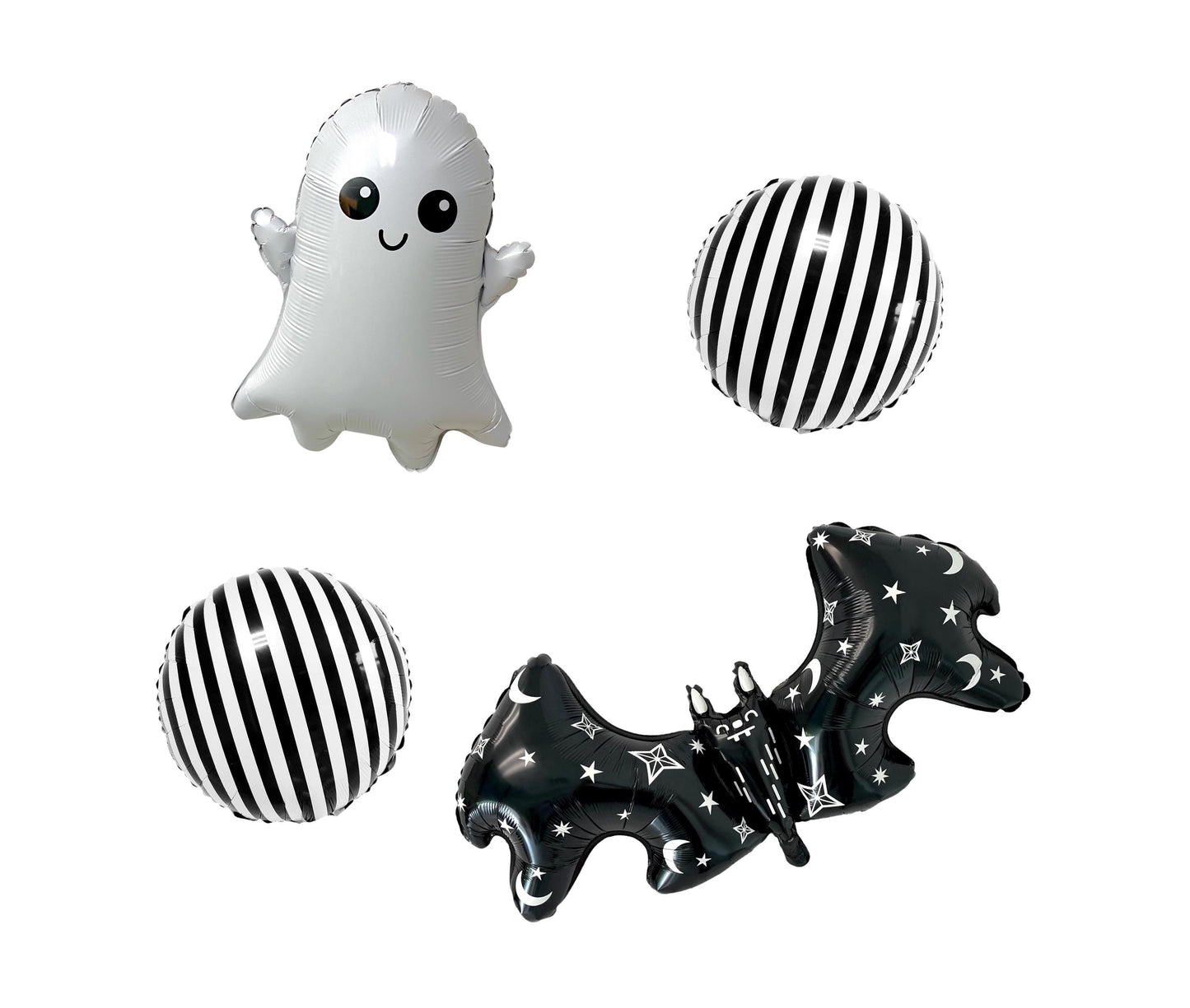 Ghost Star and Moon Bat Striped Circle Balloon Set