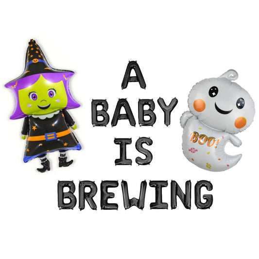 A Baby Is Brewing Halloween Letter Balloon Kit