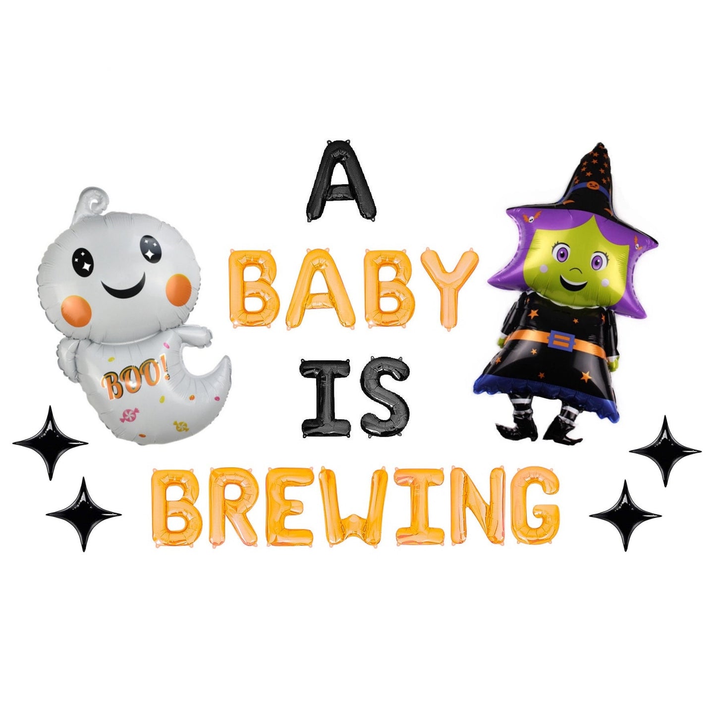 A Baby Is Brewing Halloween Letter Balloon Kit