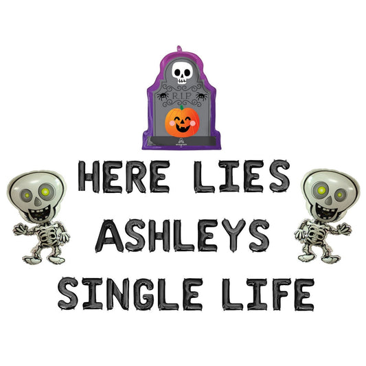 Here Lies Custom Names Single Life Halloween Letter Balloon Kit