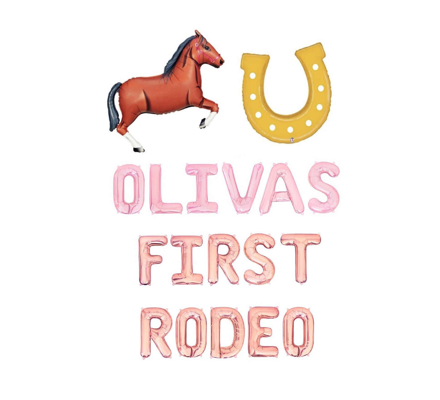 Custom Names First Rodeo Letter Balloon Kit