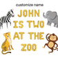 Custom Name Is Two At The Zoo Letter Balloon Kit