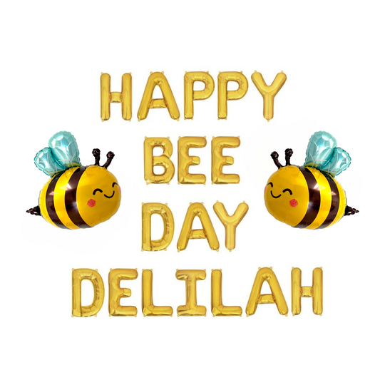 Happy Bee Day Custom Bee Themed Letter Balloon Kit