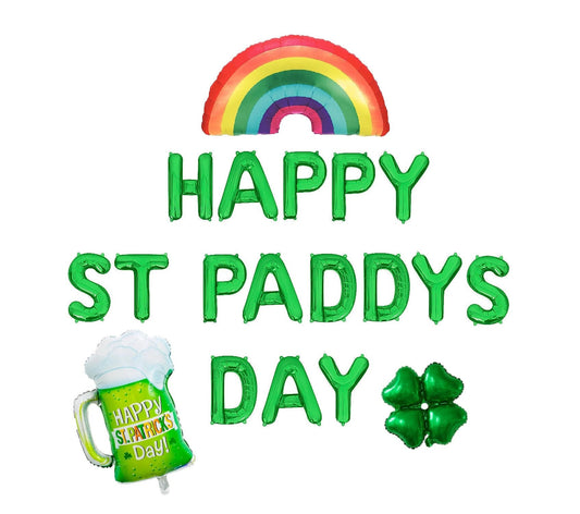 Happy St Paddys Day With Shamrock Rainbow Letter Balloon Kit