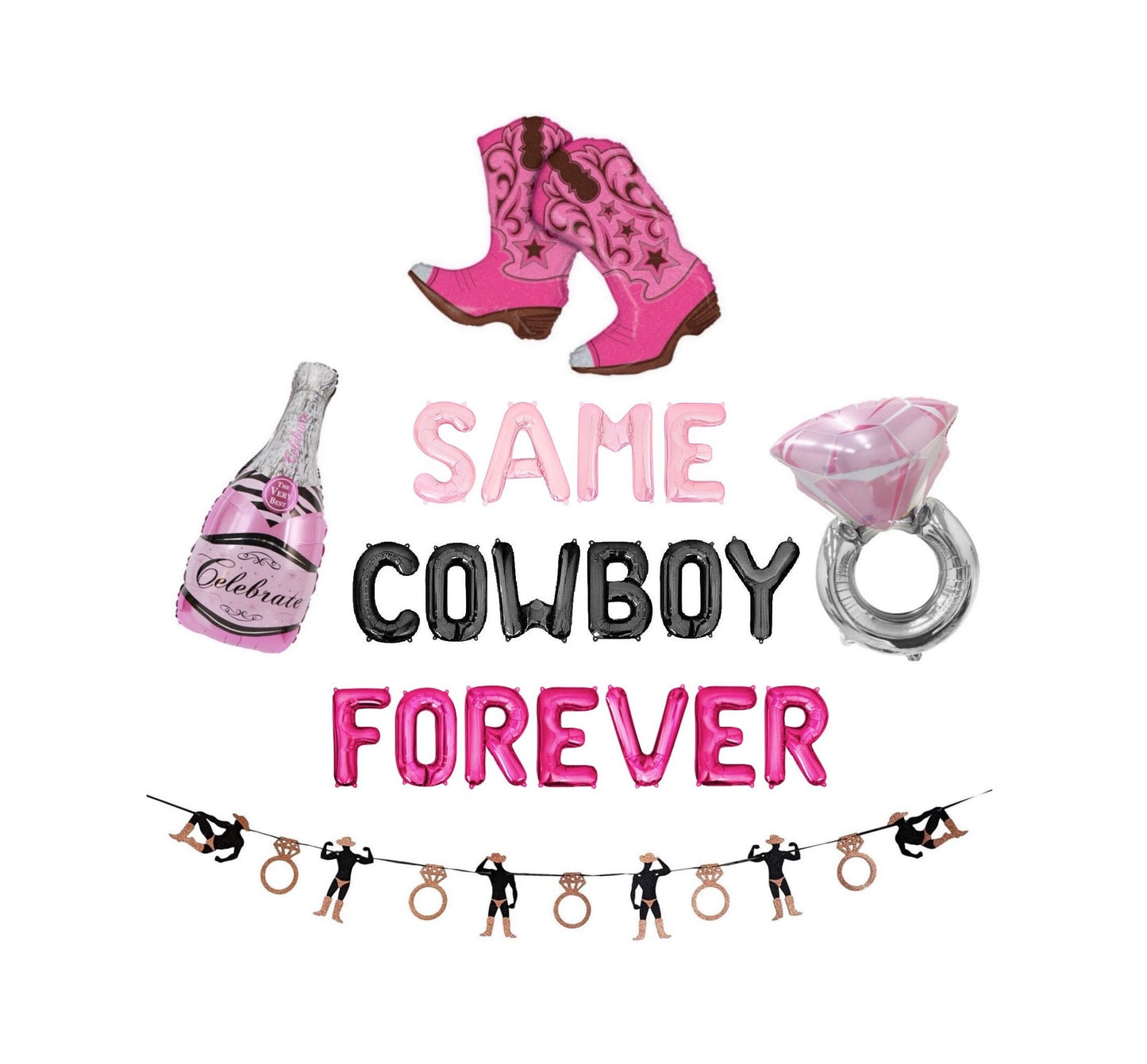 Same Cowboy Forever Western Bachelorette Letter Balloon Kit