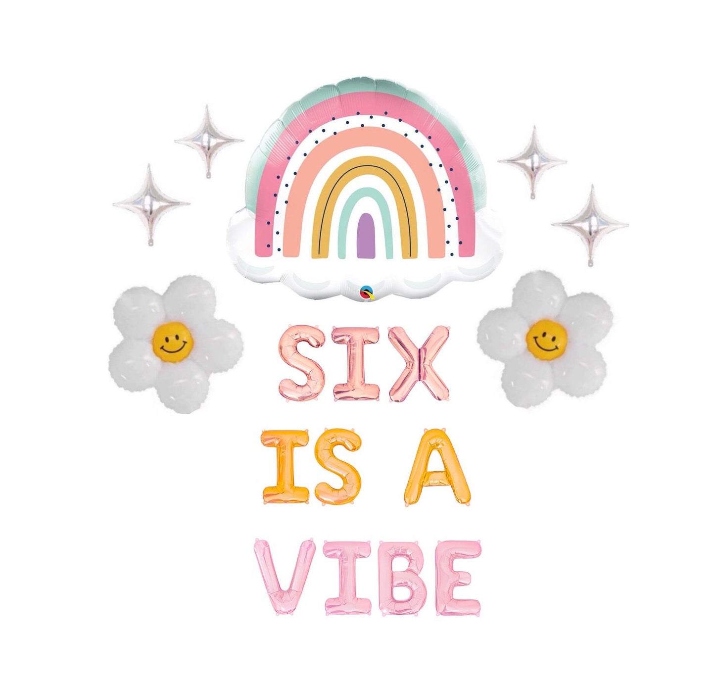 Six Is A Vibe Groovy Themed 6th Birthday Letter Balloon Kit