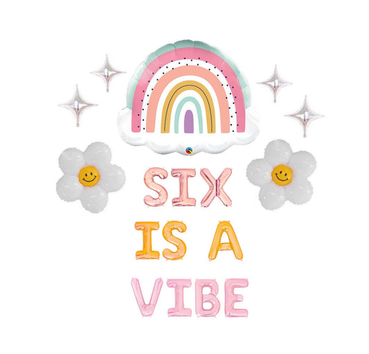 Six Is A Vibe Groovy Themed 6th Birthday Letter Balloon Kit