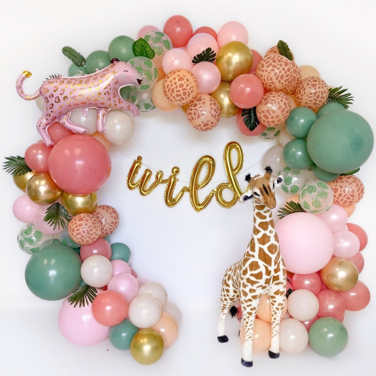 Pink Leopard Wild Animal Balloon Garland Kit