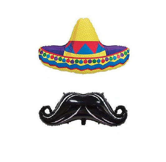 Sombrero And Mustache Themed Balloons