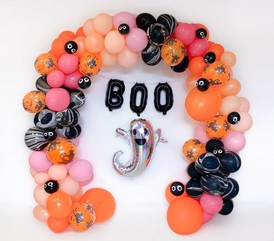 Orange & Pink Boo Halloween Balloon Garland Kit