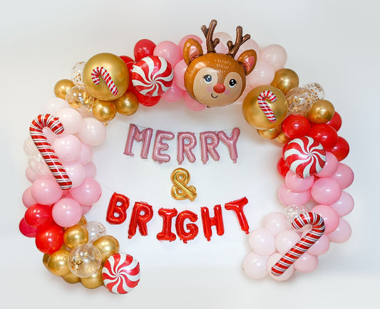 Merry and Bright Reindeer Christmas Balloon Garland Kit