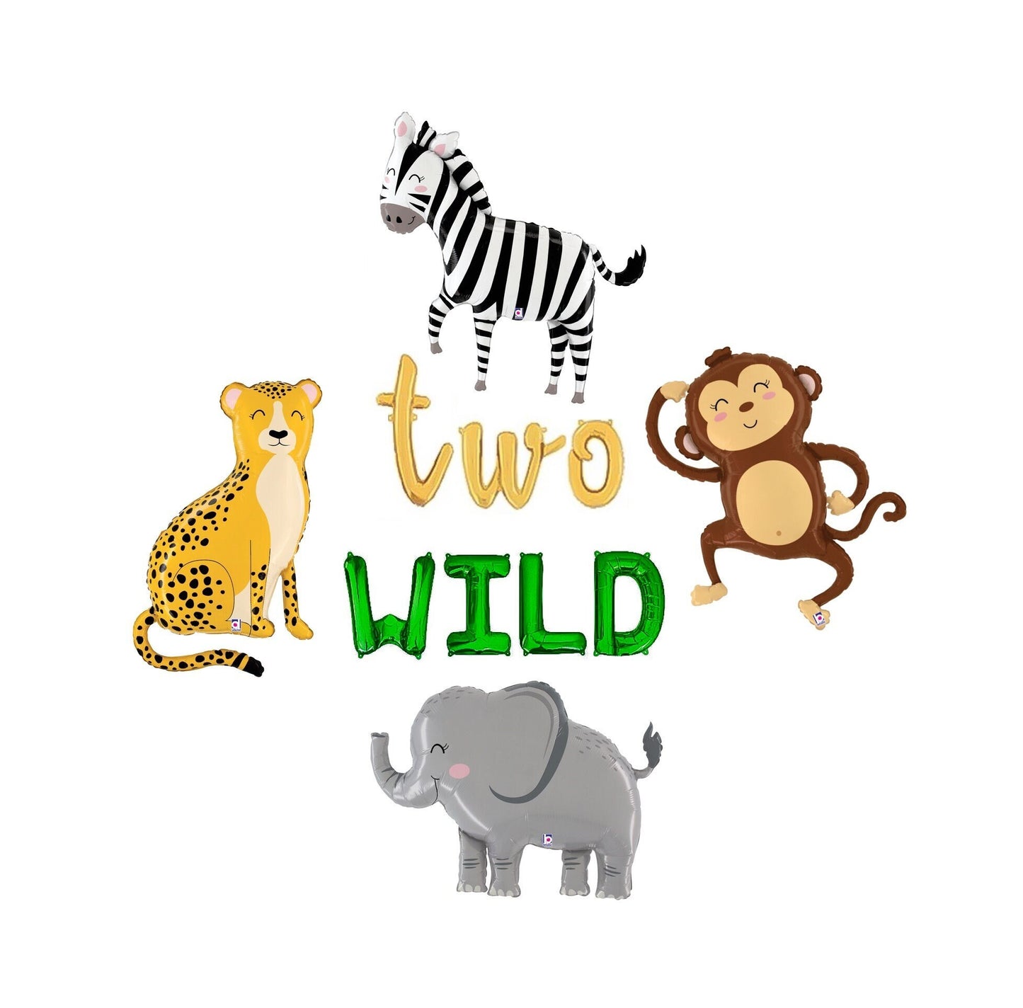 Two Wild Jungle Animal Themed Letter Balloon Kit