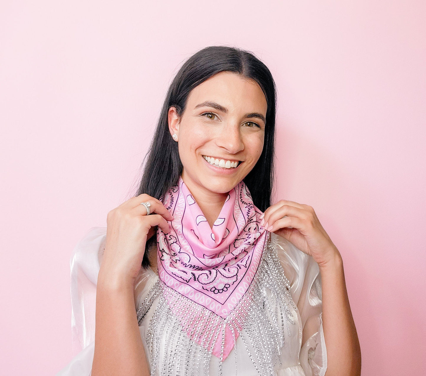 Bedazzled Pink Western Themed Bandana