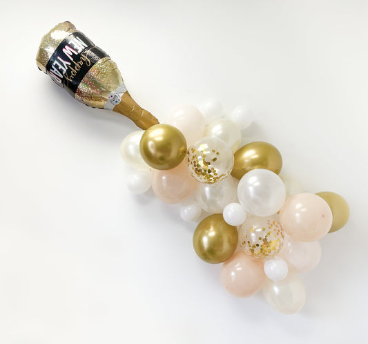 Gold New Years Champagne Bottle With Fizz Balloon Bouquet