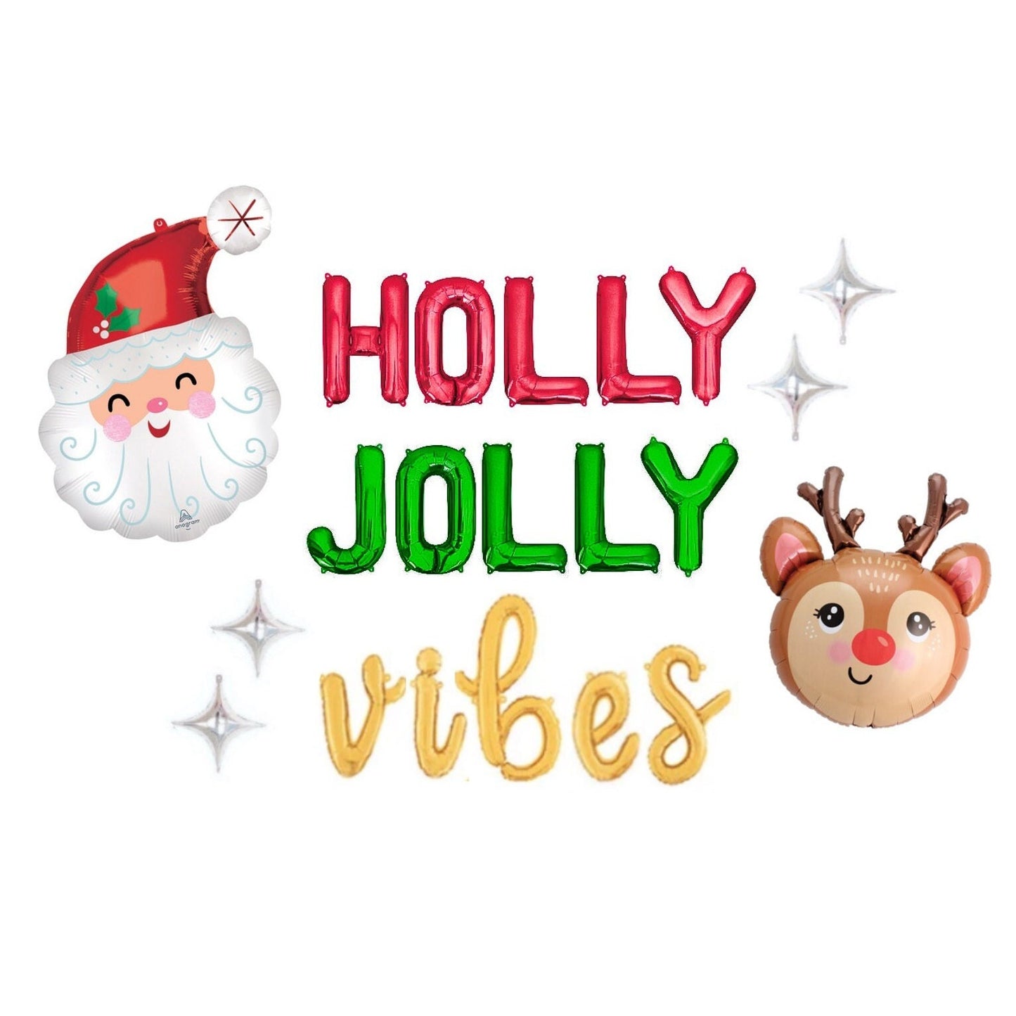 Holly Jolly Vibes Christmas Letter Balloon Kit