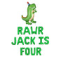 Rawr Custom Name Is Four (Green) Letter Balloon Kit