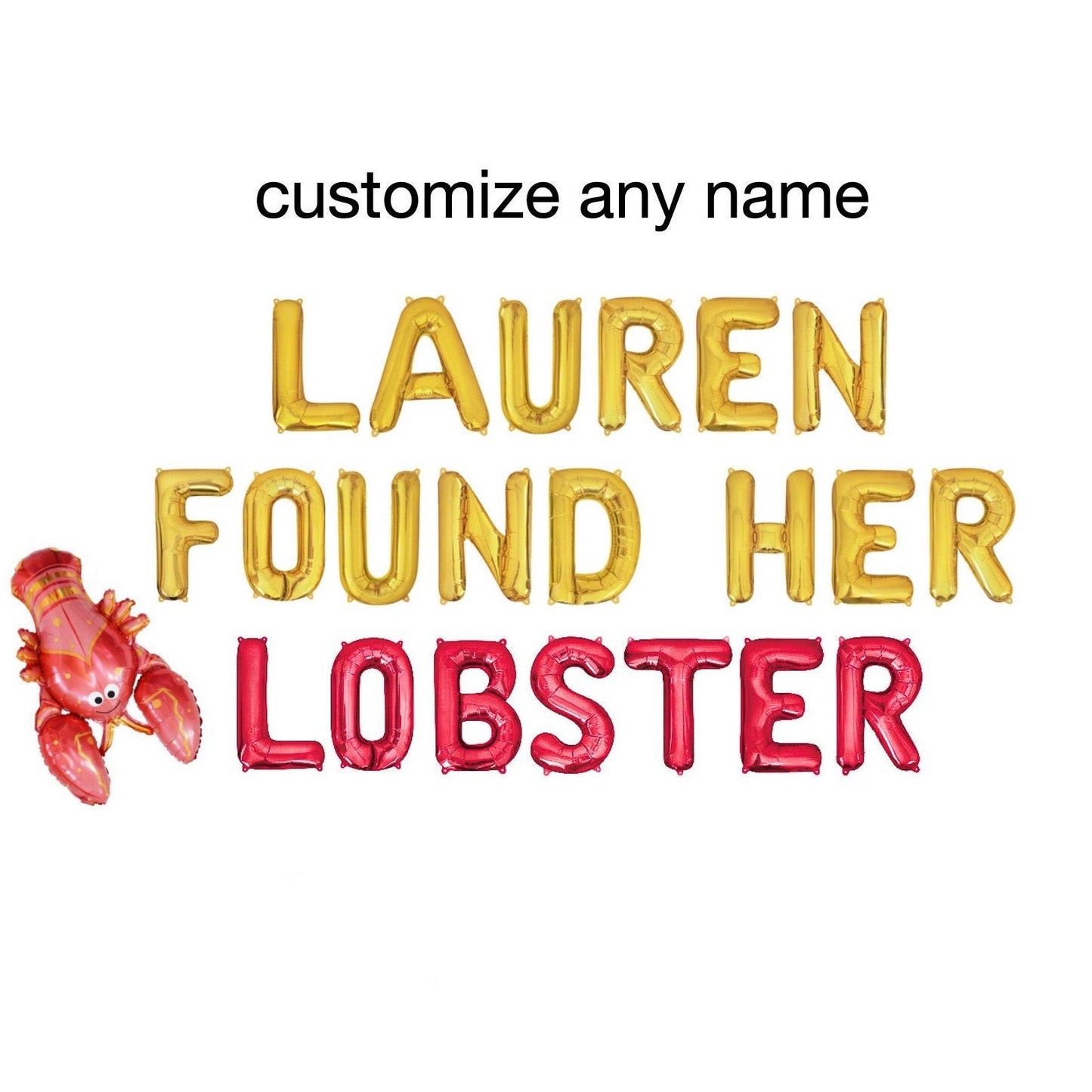 Custom Name Found Her Lobster Letter Balloon Kit