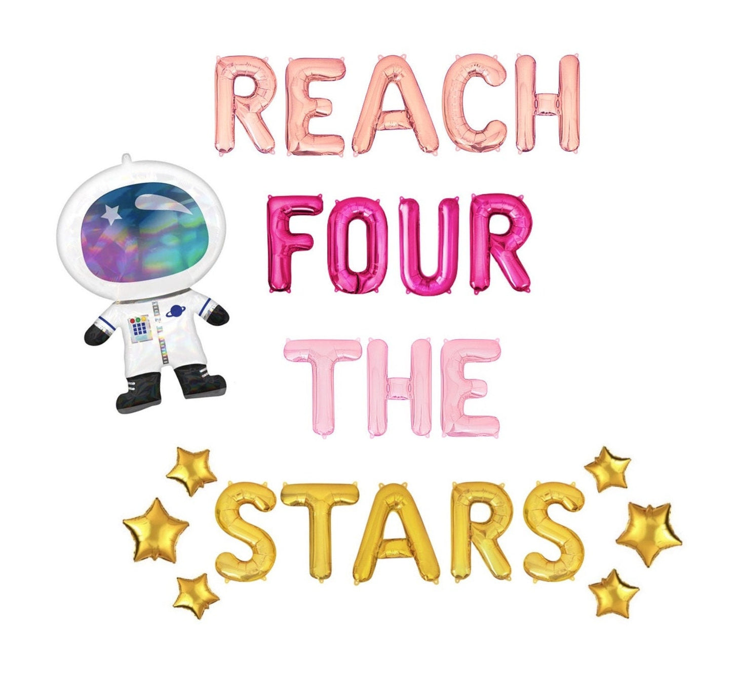 Reach Four the Stars Fourth Birthday Letter Balloon Kit