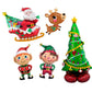 Santa on Sleigh Reindeer Elves And Christmas Tree Balloons