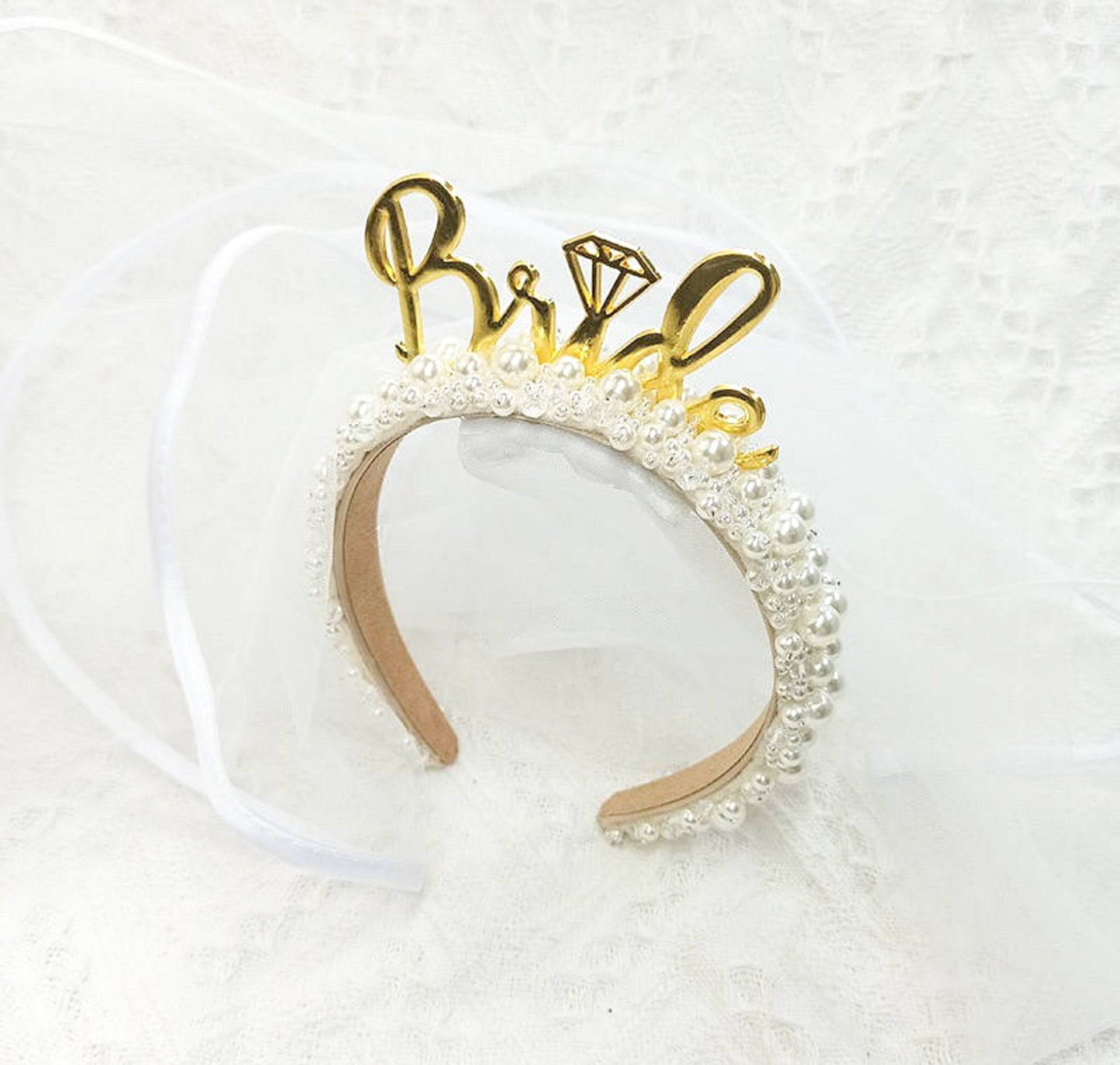 Gold Bride Headband Veil