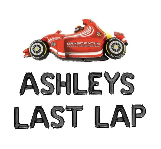 Custom Names Last Lap Racecar Themed Letter Balloon Kit