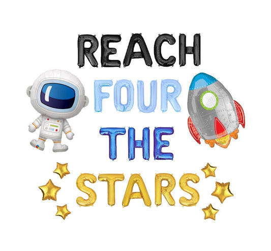 Reach Four The Stars 4th Birthday Letter Balloon Kit