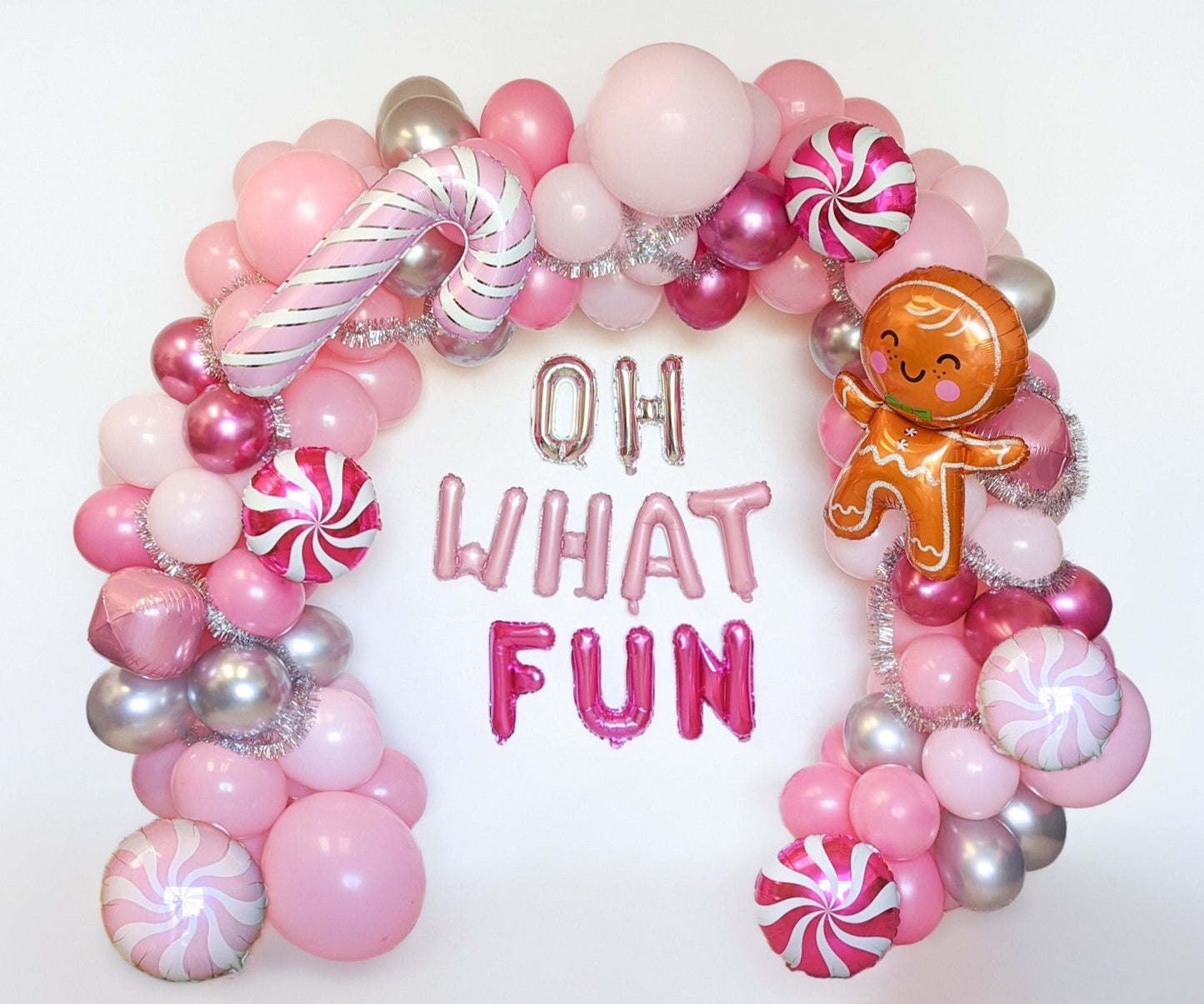 Pinks & Silver Oh What Fun Christmas Balloon Garland Kit