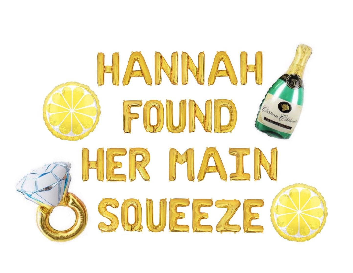 Custom Name Found Her Main Squeeze Lemon Themed Letter Balloon Kit