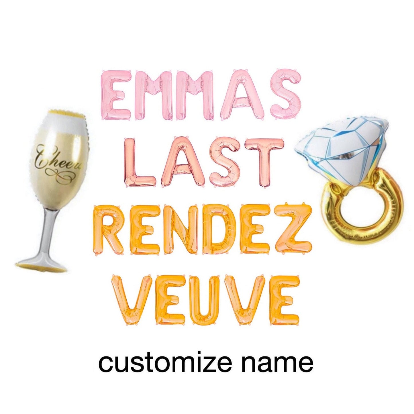 Custom Names Last Rendezveuve Baby Pink Rose Orange Letter Balloon Kit