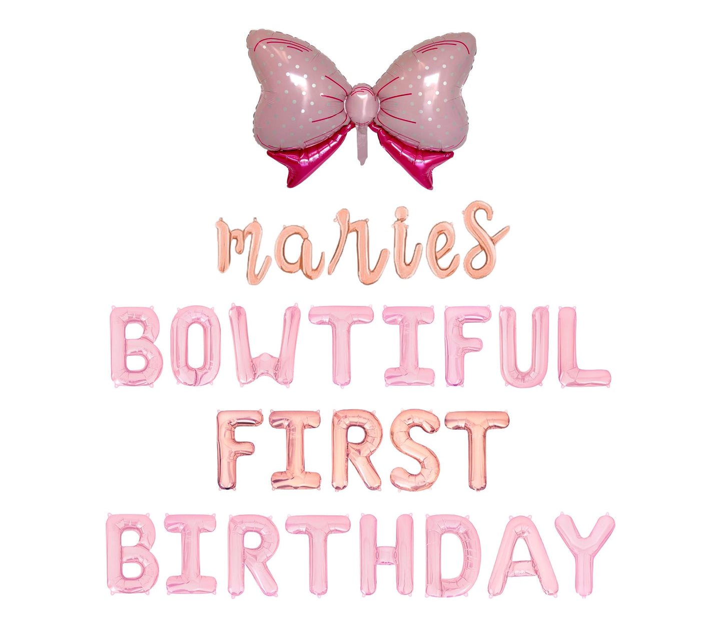 Bowtiful First Birthday Custom Name Letter Balloon Kit