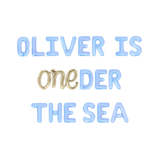 Custom Name Is OneDer The Sea Baby Blue Letter Balloon Kit