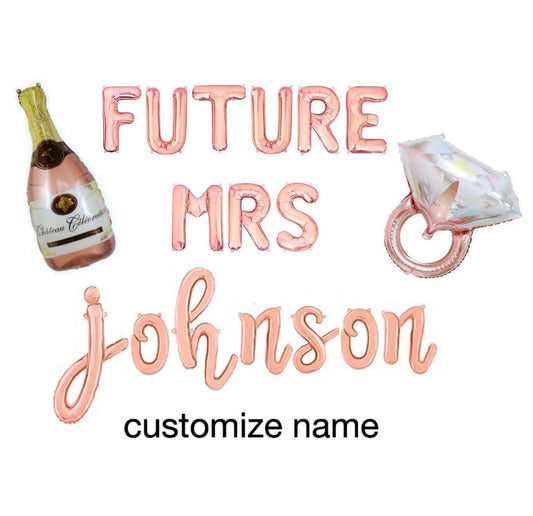 Future Mrs Custom Name Rose Letter Balloon Kit