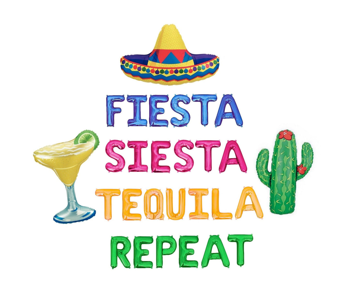 Fiesta Siesta Tequila Repeat Fiesta Themed Letter Balloon Kit