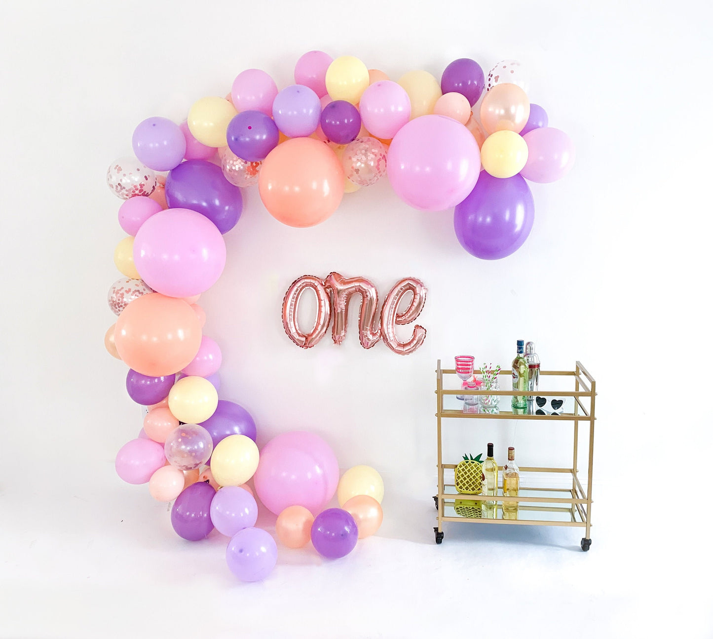 Purples and Pinks One Birthday Balloon Garland Kit