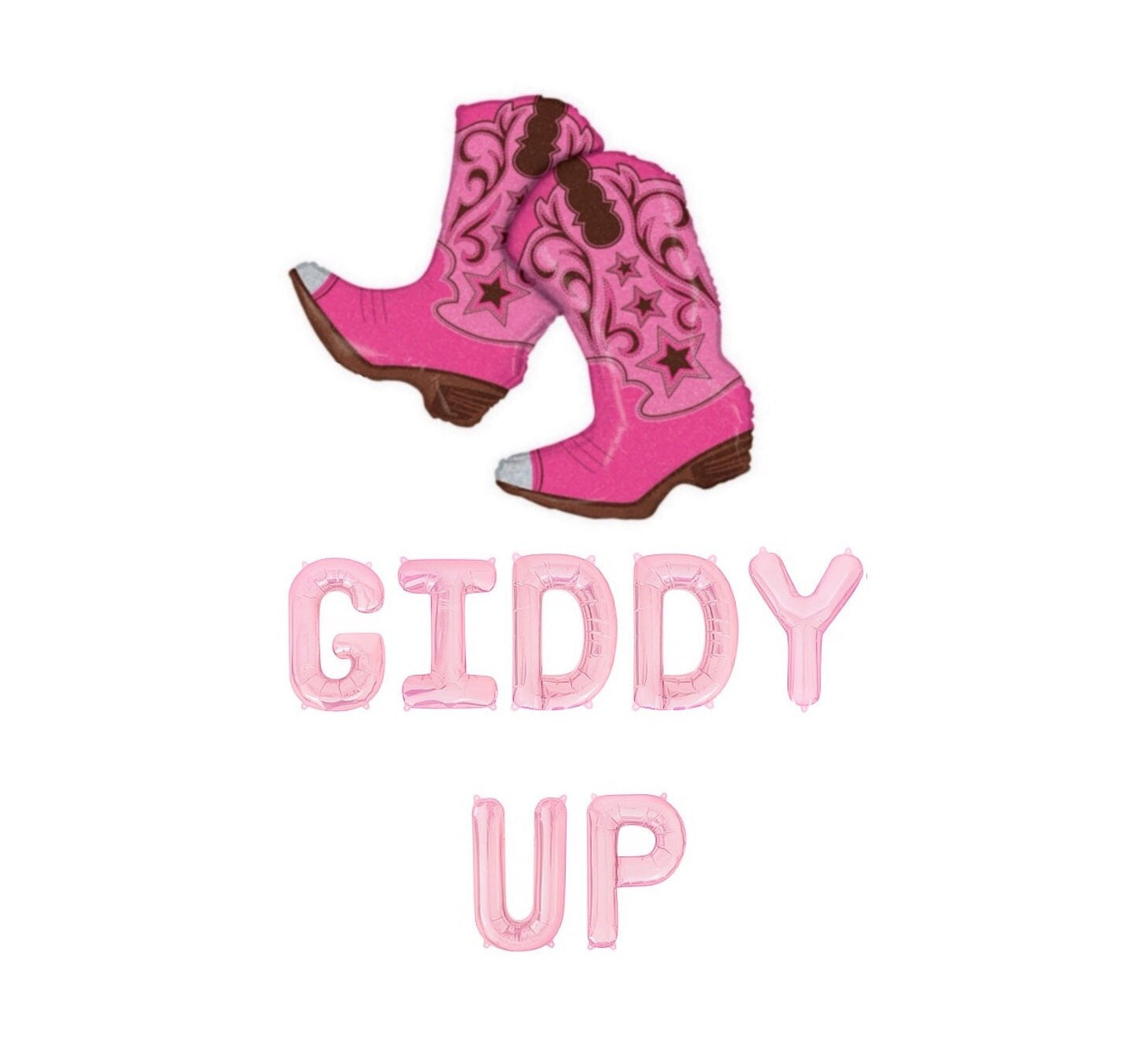 Giddy Up Baby Pink Western Themed Letter Balloon Kit