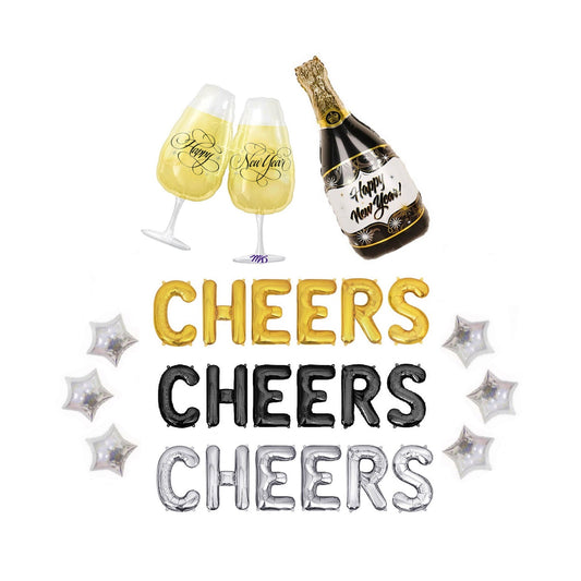 Cheers Cheers Cheers New Years Letter Balloon Kit