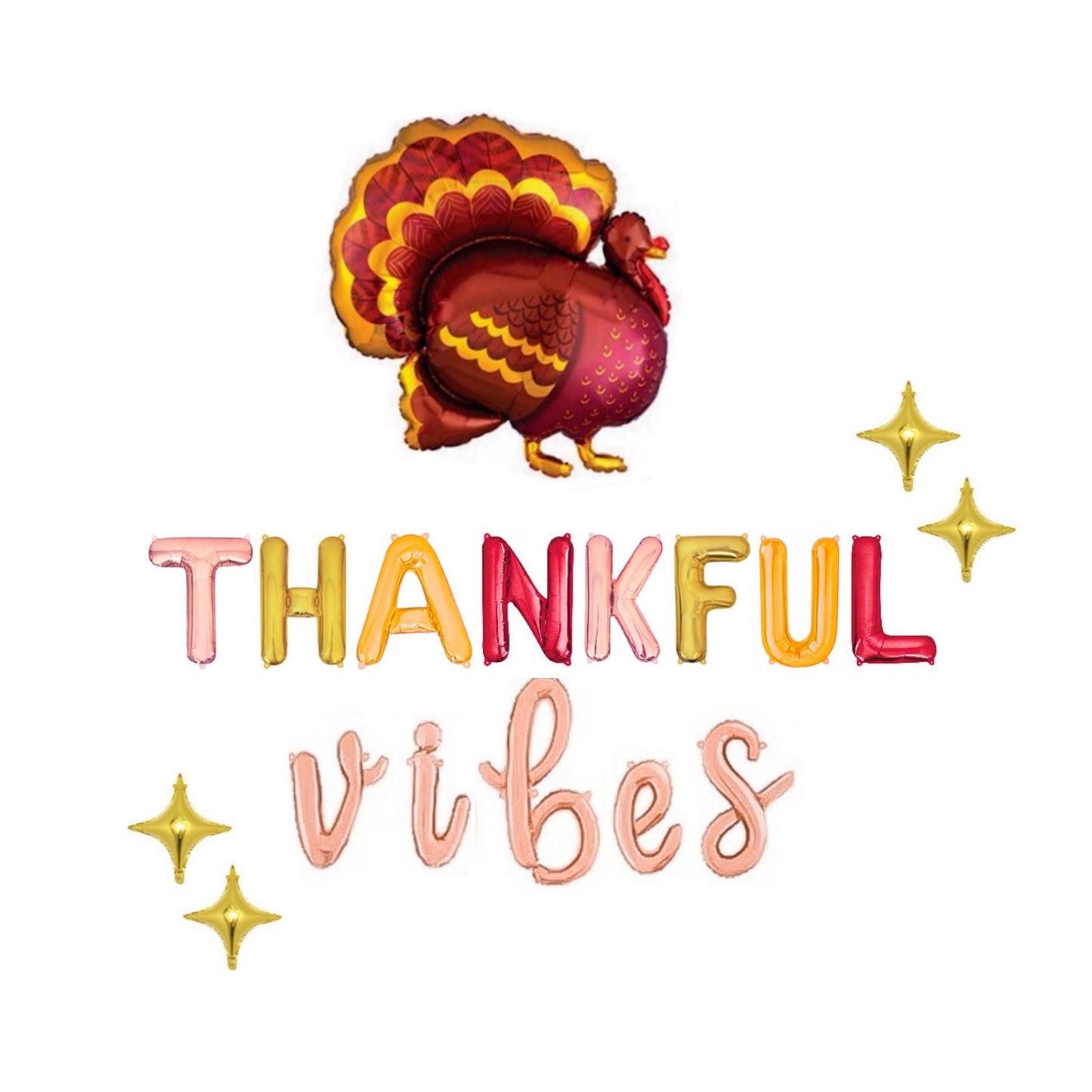 Thankful Vibes Multi-Colored Thanksgiving Themed Letter Balloon Kit