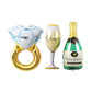 Engagement Ring Champagne Glass and Bottle Balloon Set